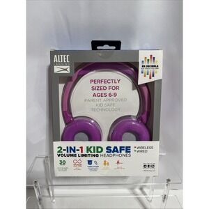 Altec Lansing Kid Safe 2-in-1 Bluetooth Wireless Headphones - Princess Pink